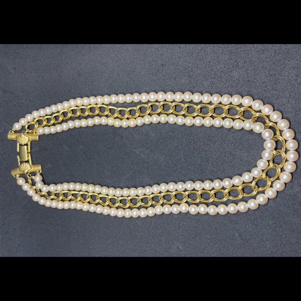 Vtg RICHELIEU SIGNED TRI STRAND Pearl NECKLACE